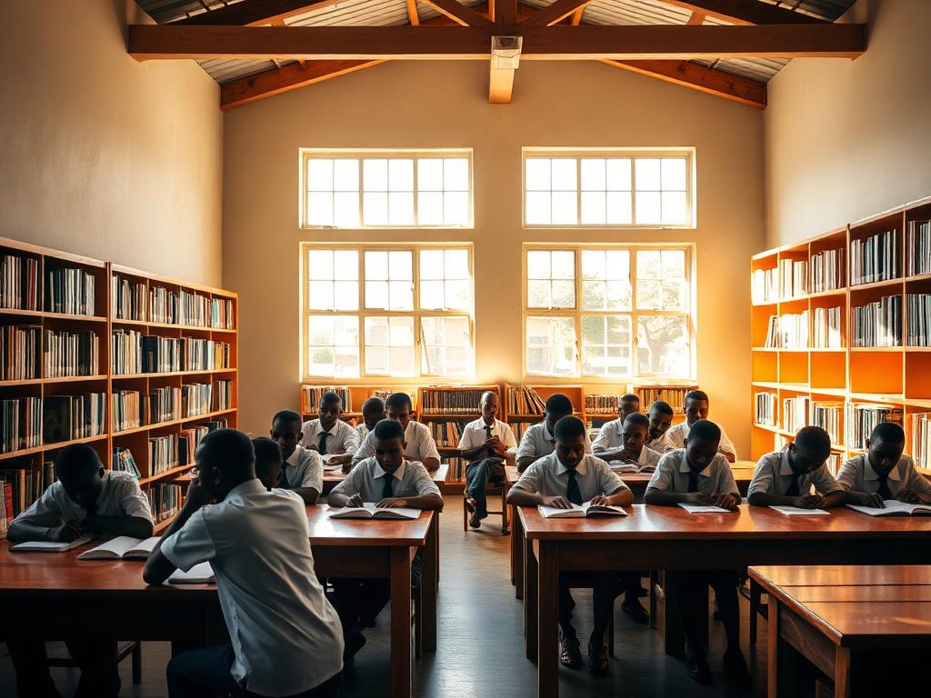 Children reading in the school library